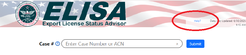 Example of Help? link at the top right of the page