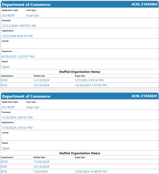 Example of search for multiple cases