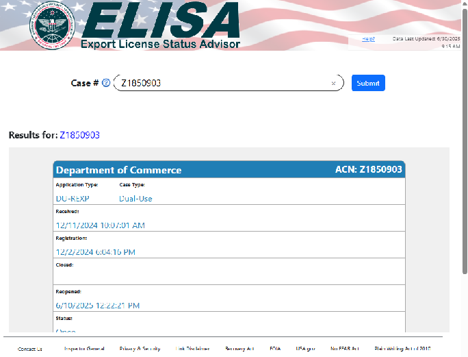 Example of search for a single case